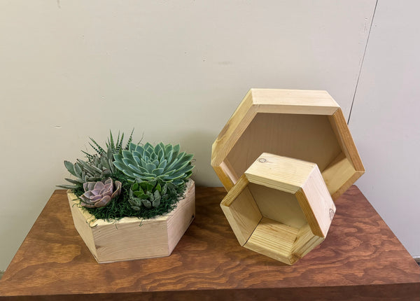 Wood Hexagon Box/Container - Floral Props and Design 