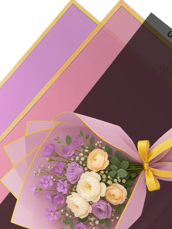 ROSE GOLD EDGE BOUQUET CELLOPHANE/PLASTIC COLORED WARPS - Floral Props and Design 