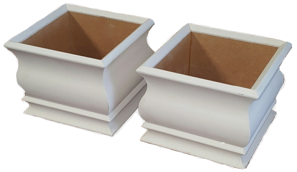 SQUARE WOOD PLANTER BOXES - ELEGANT MEDIUM HIGH SQUARE-MDF - Floral Props and Design 